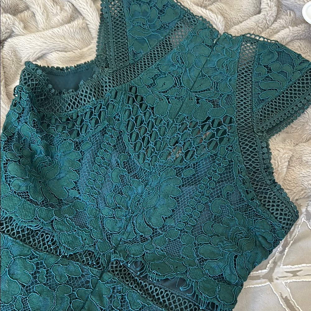 Lulu's Green Lace Midi Dress - Picture 10 of 11